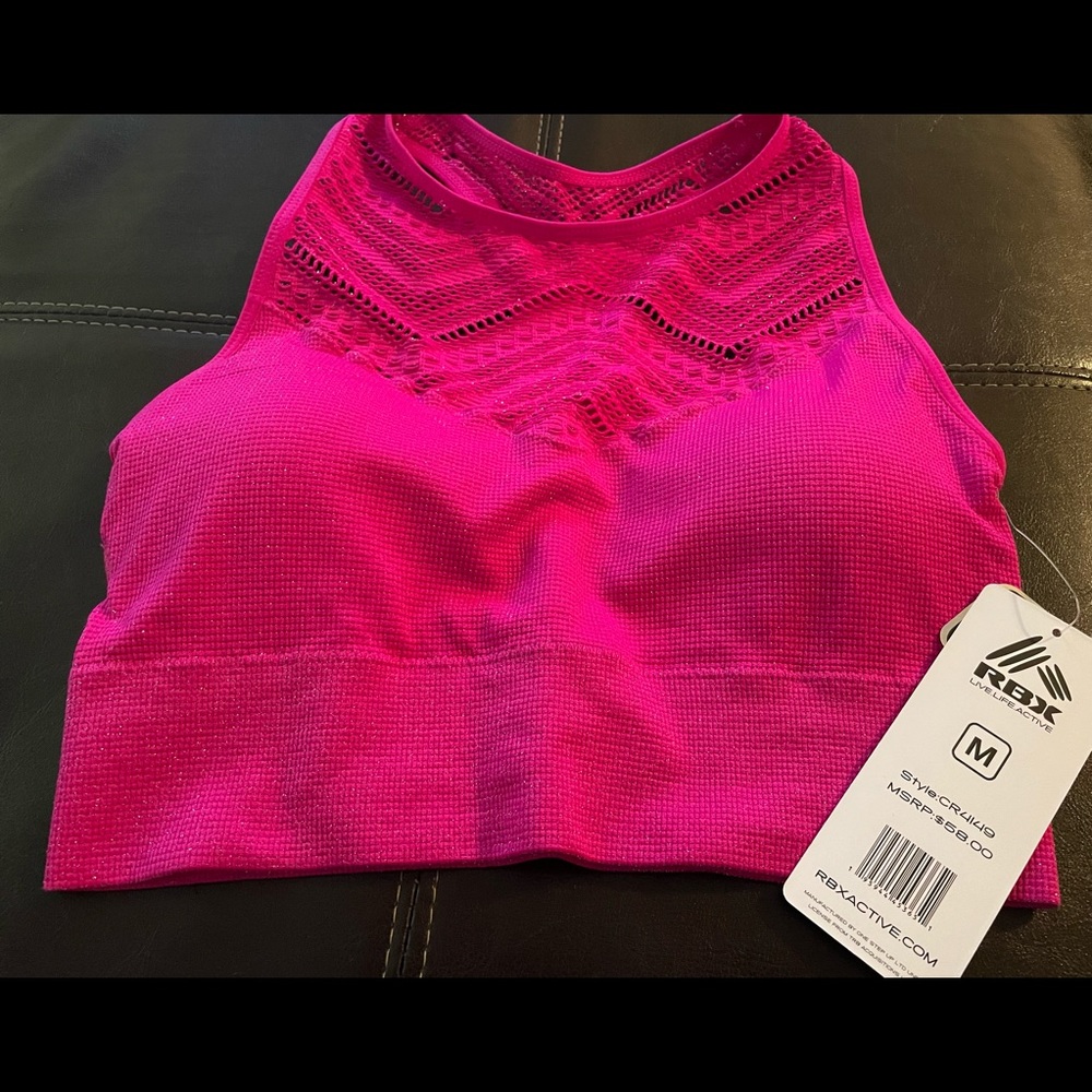NWT RBX Active Pink Metallic Sport T-Shirt Bra